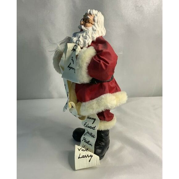Santa Clause Making His List Fabric Mache Resin Fur Trimmed Tabletop Figurine - Picture 4 of 8